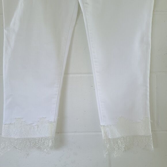 Democracy Ab Technology Ankle Jeans Womens 16 White High Rise Stretch Lace Ankle - Picture 4 of 16